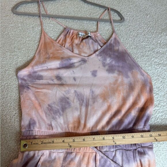 Wildfox jumpsuit Womens size small zoe tie dye in solar wash Cotton Boho Lounge - Picture 10 of 13